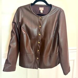 Chicos chocolate Brown Leather Jacket
